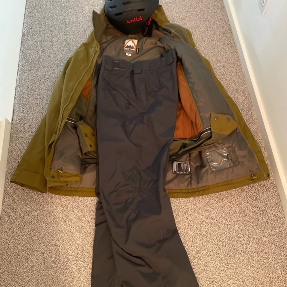 Size M men’s BURTON ski jacket, NORTHFACE ski pants bundle